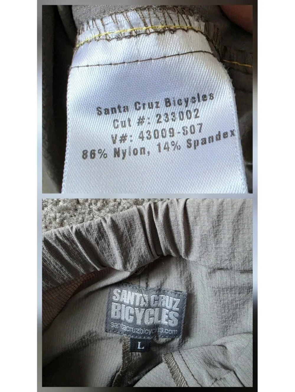 Santa Cruz Short Men Sz Lg Gray 2000s Mountain Bike Webge Belt Yellow Embroider